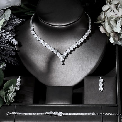 Seychelles Silver Cubic Zirconia Bridal Jewelry Set - Three Pieces