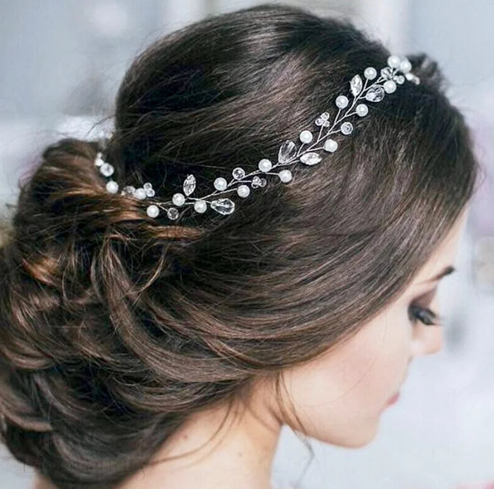 Wedding Hair Accessories - Pearl and Crystal Bridal Headband - Available in Gold and Silver