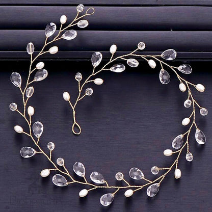 Wedding Hair Accessories - Pearl and Crystal Bridal Headband - Available in Gold and Silver