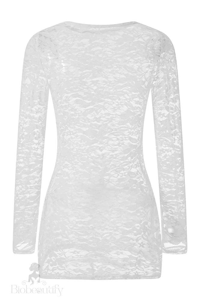 Sheer Lace Long Sleeve Bodycon Mini Dress