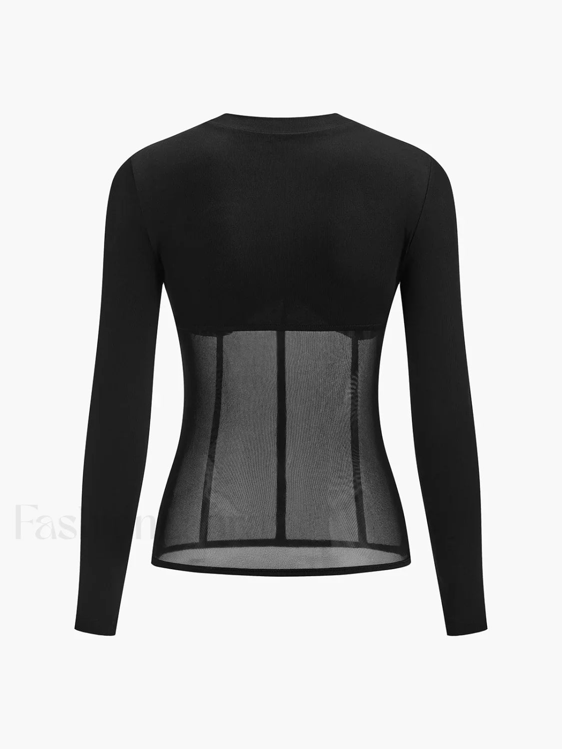 Sheer Mesh Combination Long Sleeve Top T Shirts