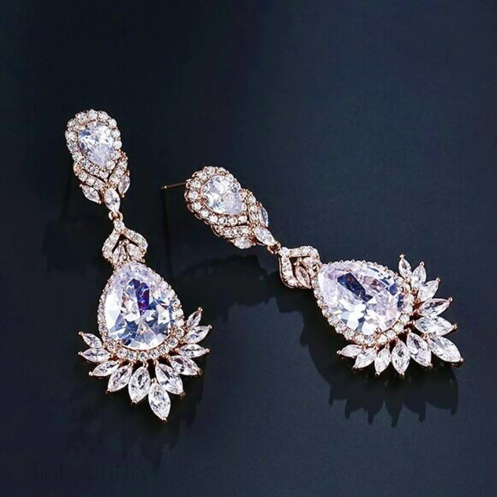 Shelley Cubic Zirconia Earrings For Brides - Multiple Colors Available