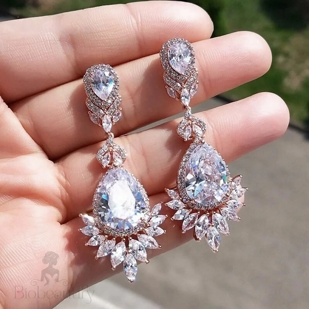 Shelley Cubic Zirconia Earrings For Brides - Multiple Colors Available