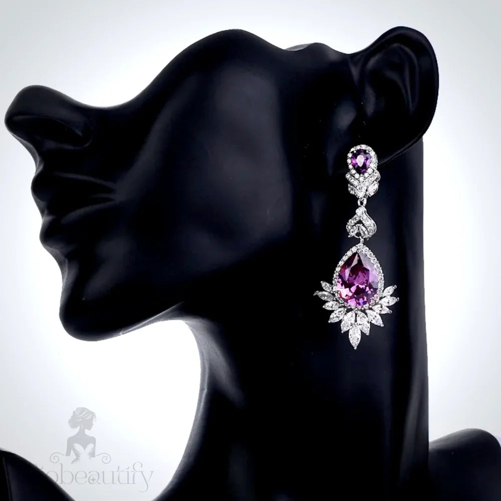 Shelley Cubic Zirconia Earrings For Brides - Multiple Colors Available