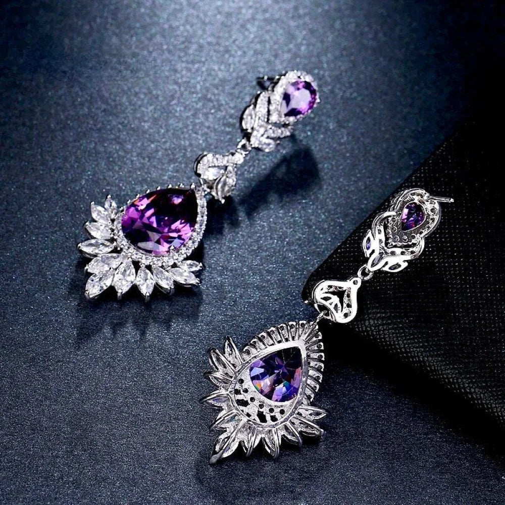 Shelley Purple Zirconia Bridal Earrings