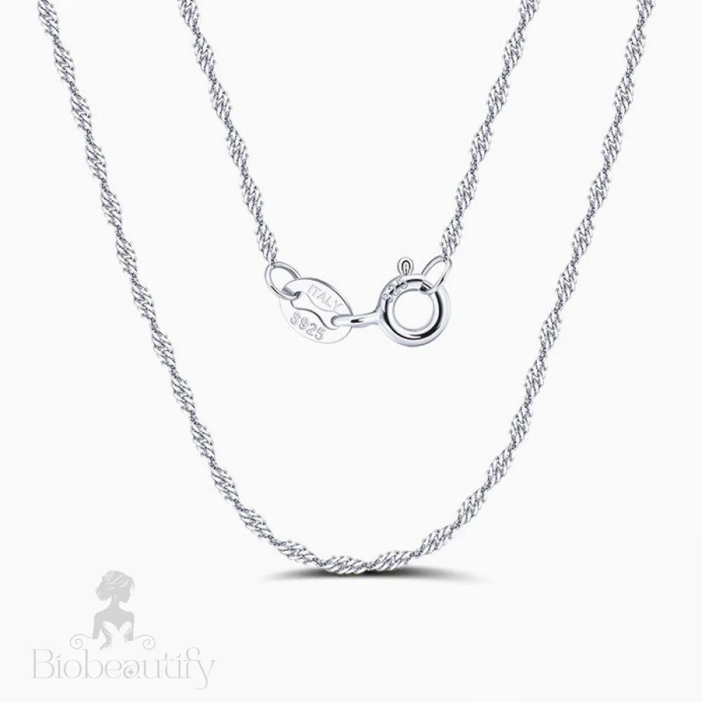 Shimmer 1.5Mm Twisted Singapore Chain Necklace In Sterling Silver / 16’’