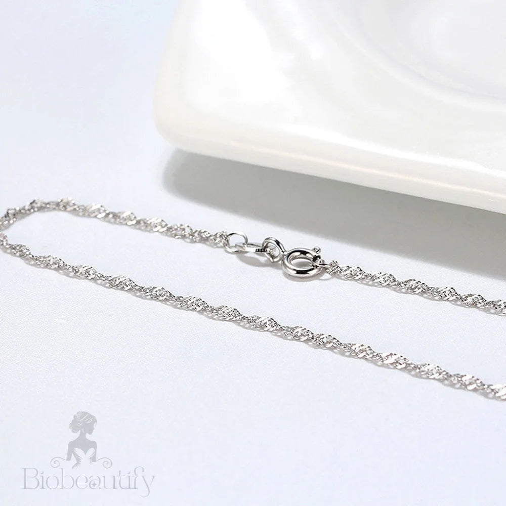 Shimmer 1.5Mm Twisted Singapore Chain Necklace In Sterling Silver