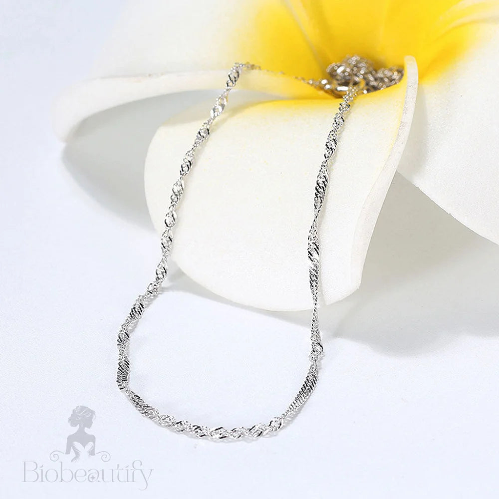 Shimmer 1.5Mm Twisted Singapore Chain Necklace In Sterling Silver