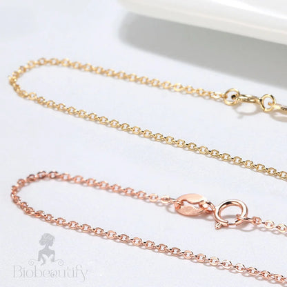 Shimmer Sterling Silver 1.1Mm Polished Cable Chain Necklace Rose Gold / 16’’