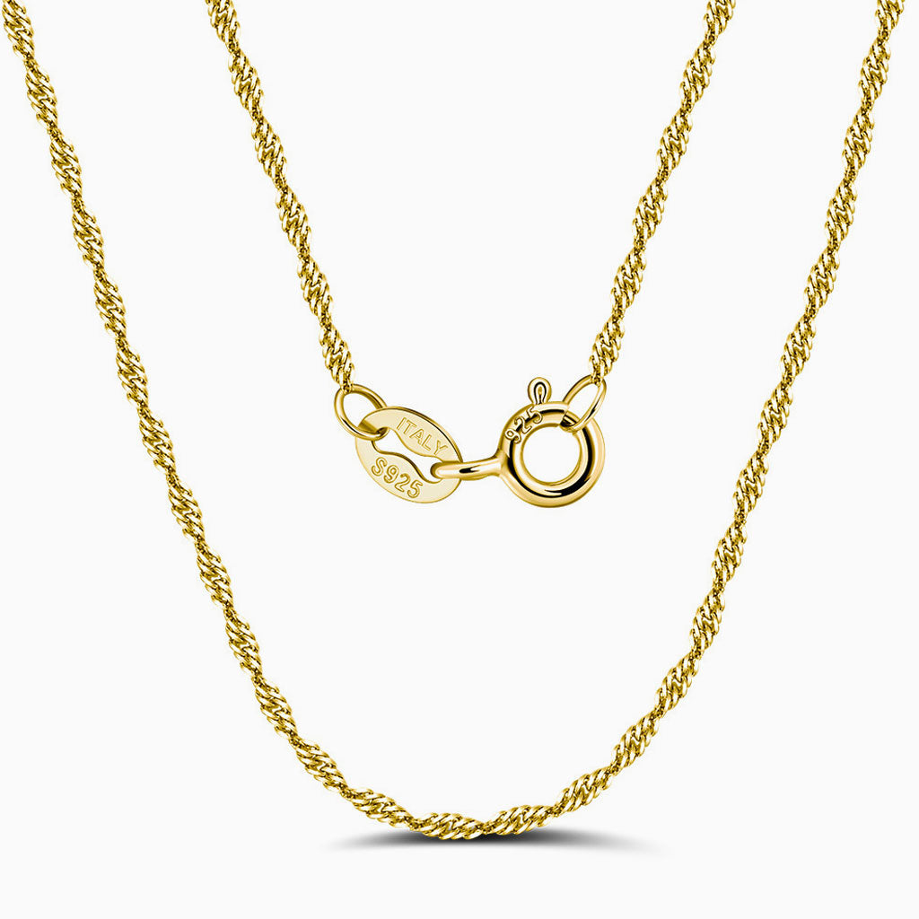 Shimmer 1.5Mm Twisted Singapore Chain Necklace In Sterling Silver Gold / 16’’