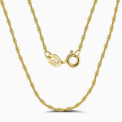 Shimmer 1.5Mm Twisted Singapore Chain Necklace In Sterling Silver Gold / 16’’