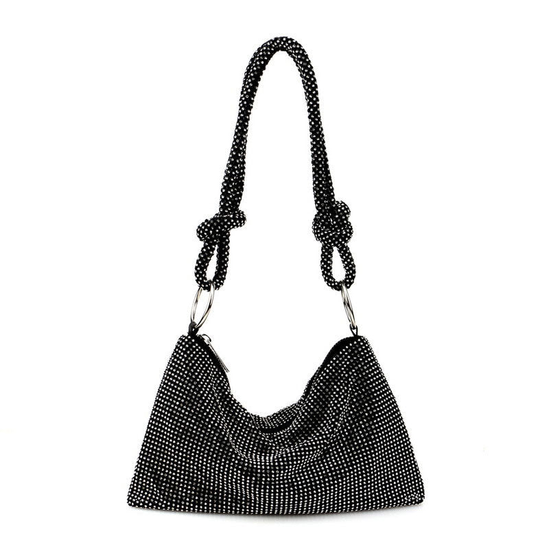 Crystal Knot Trim Shoulder Bag Black One Size /