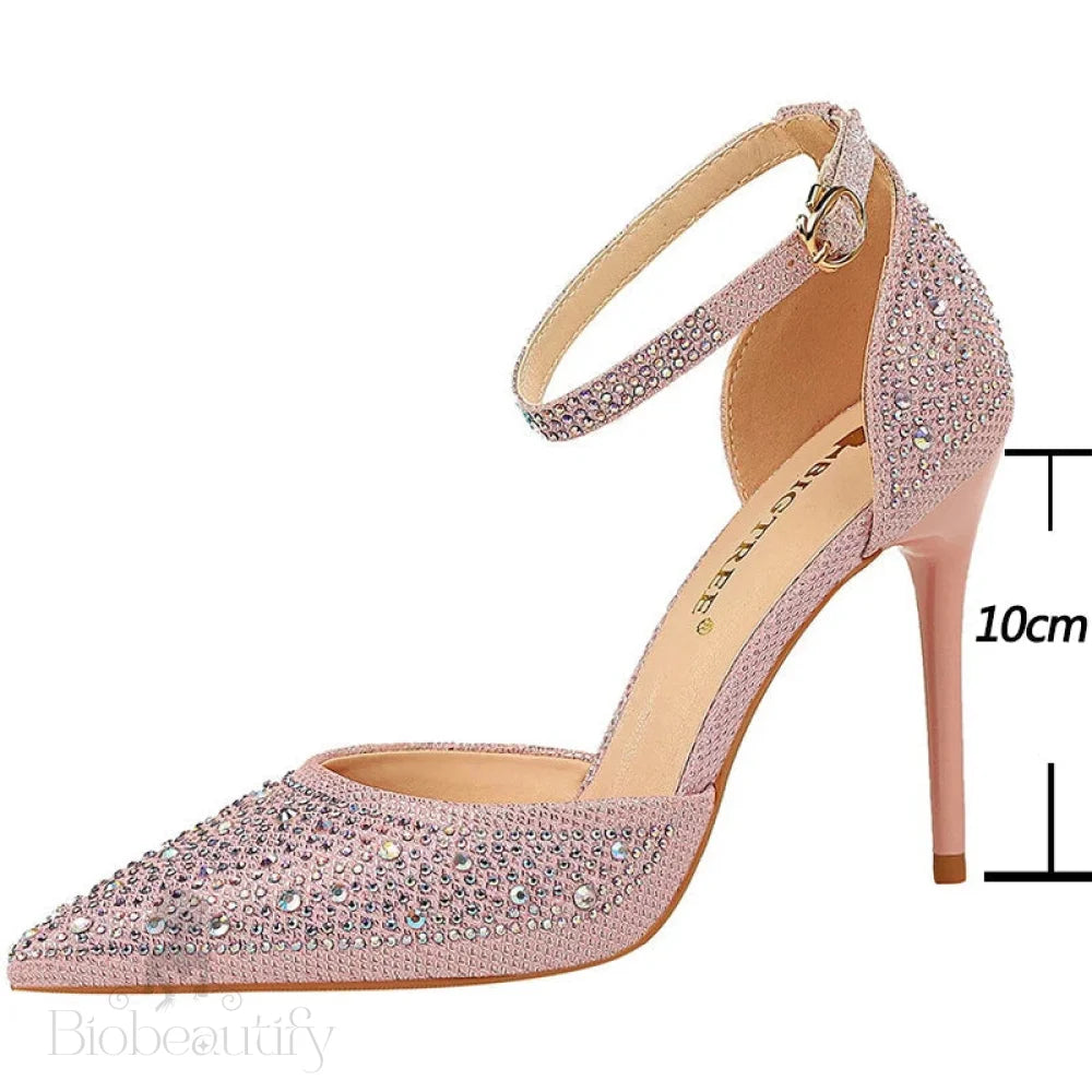 Shiny Rhinestones High Heels Ladies Pumps Stiletto Sweet Women Shoes