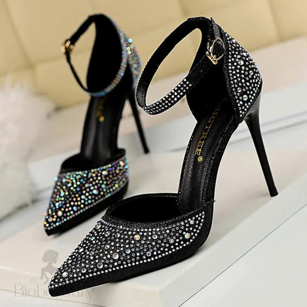 Shiny Rhinestones High Heels Ladies Pumps Stiletto Sweet Women Shoes