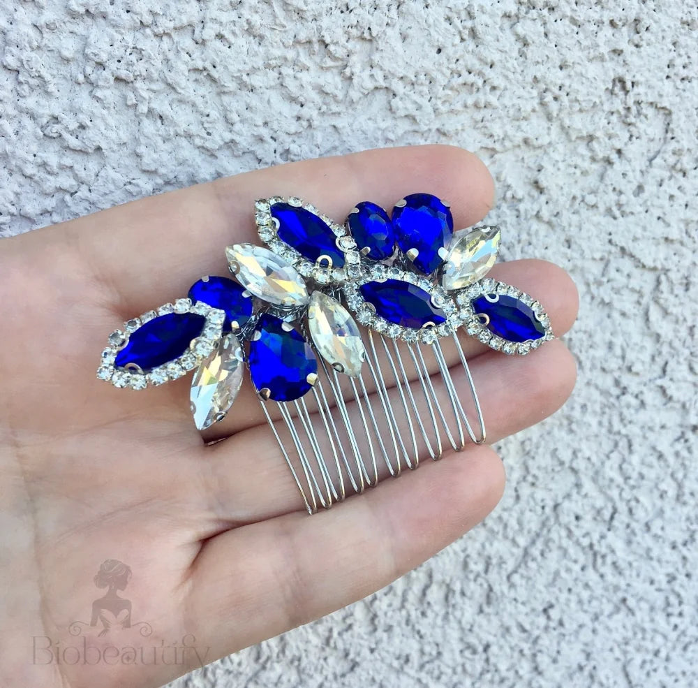 Sian Blue Crystal Wedding Hair Comb