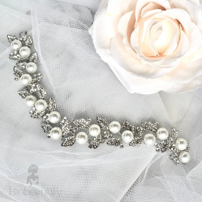 Sidra Pearl Rhinestone Bridal Bracelet Silver Gold Options