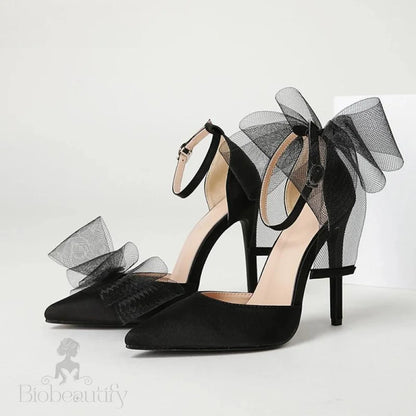 Silk Bowknot Satin Women Pumps Summer Pointed Toe High Heels