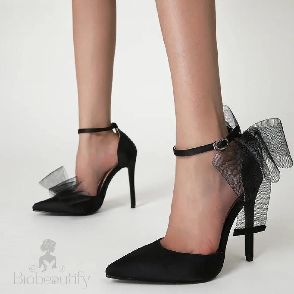 Silk Bowknot Satin Women Pumps Summer Pointed Toe High Heels