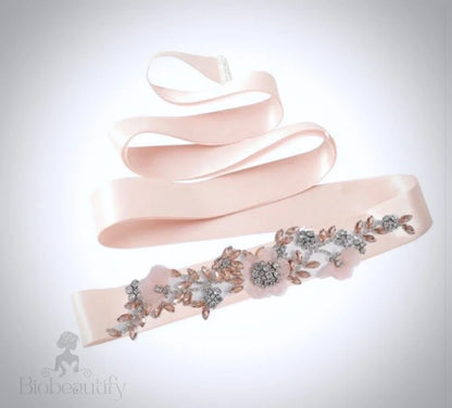 Wedding Accessories - Silk Flowers Blush Bridal Belt/Sash