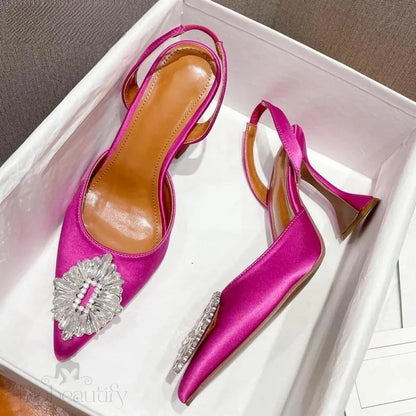 Silk Women Pumps With Crystal Strange Style High Heels For Autumn