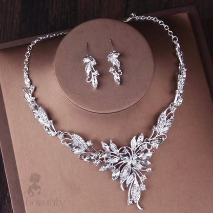 Wedding Jewelry and Accessories - Silver Cubic Zirconia 3-Piece Bridal Jewelry Set With Tiara