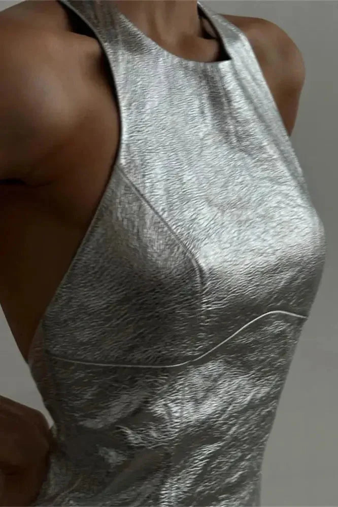 Silver Backless Mini Dress