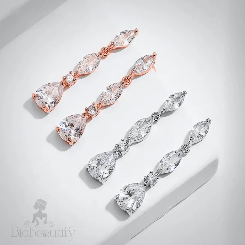 Silver Cubic Zirconia Bridal Jewelry Set - Three-Piece Available In And Rose Gold