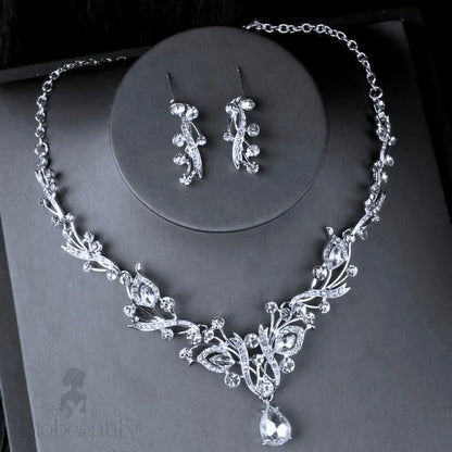 Wedding Jewelry and Accessories - Silver Cubic Zirconia 3-Piece Bridal Jewelry Set With Tiara