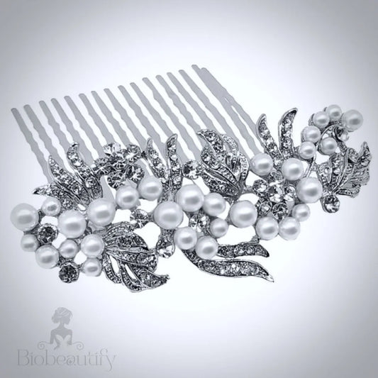 Silver Pearl And Crystal Hair Comb By Jessie