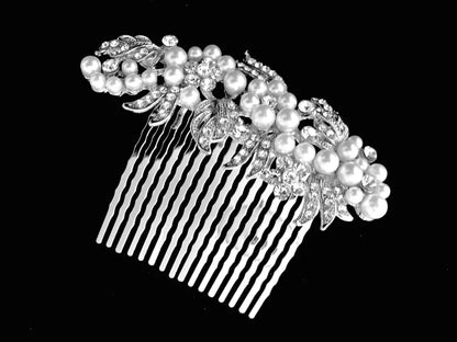 Silver Pearl And Crystal Hair Comb By Jessie