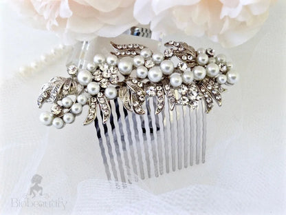 Silver Pearl And Crystal Hair Comb By Jessie