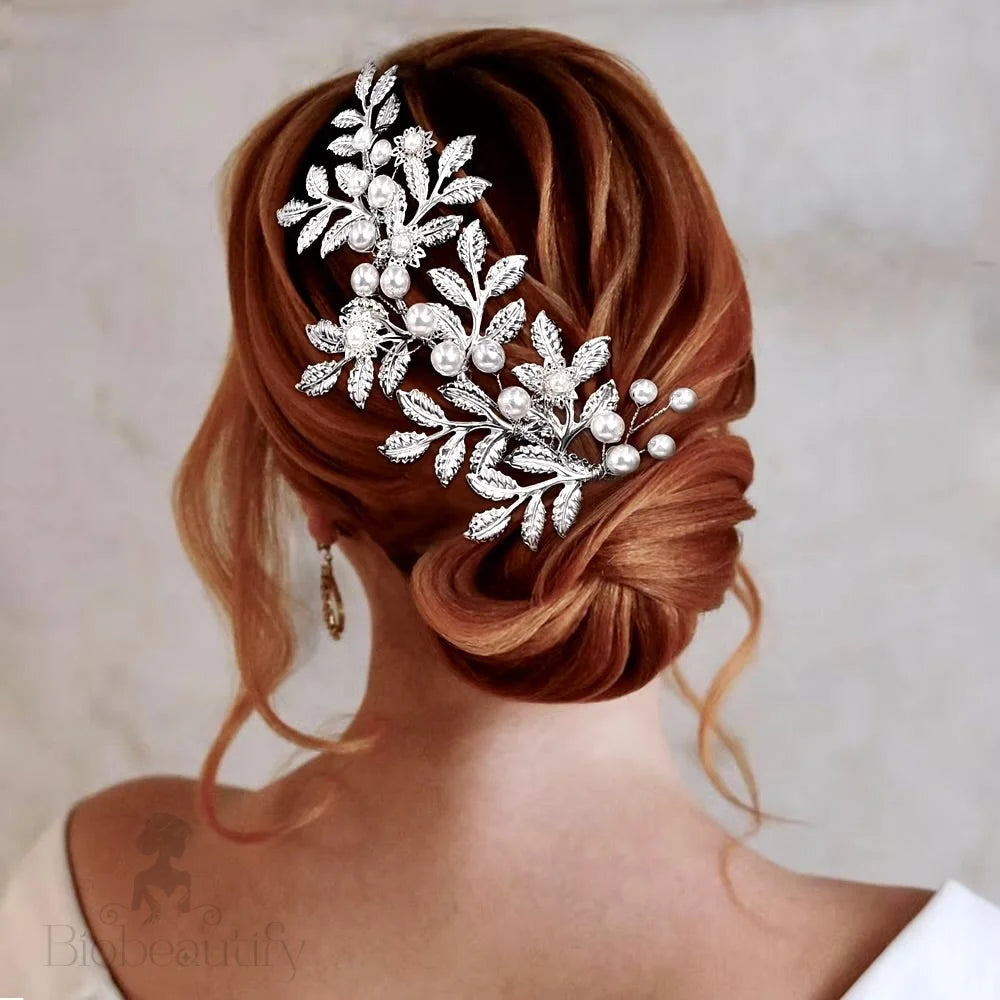 Silver Pearl Bridal Hair Comb By Cesaria