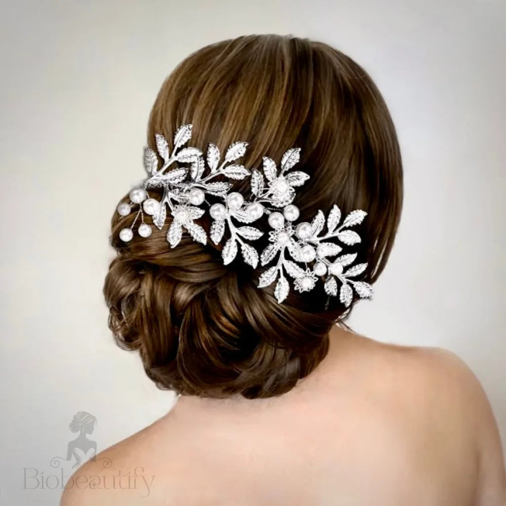 Silver Pearl Bridal Hair Comb By Cesaria