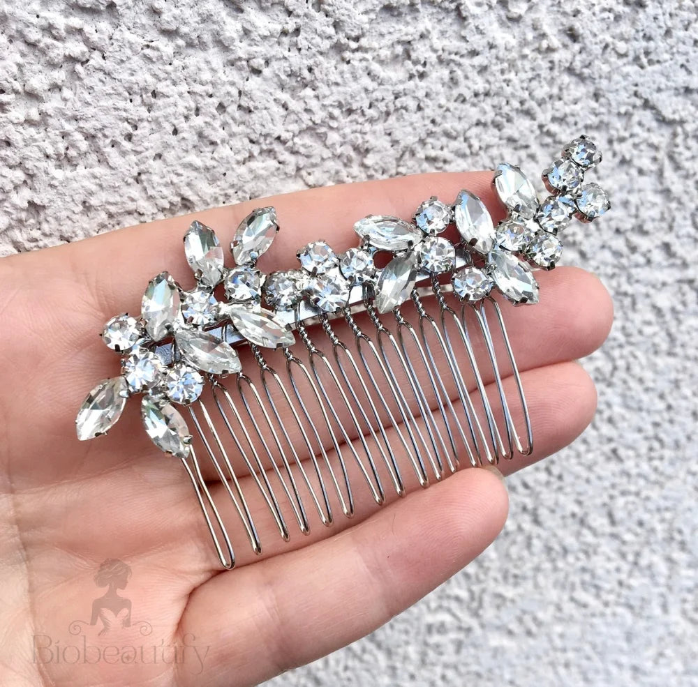 Silver Rhinestone Bridal Hair Comb By Liliana