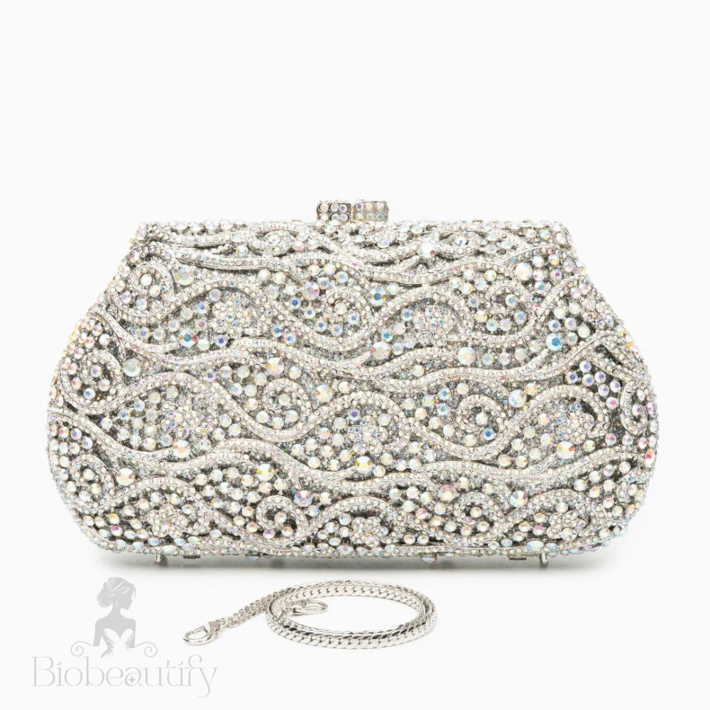 Silver Rhinestone Clutch Bag By Juliet