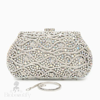 Silver Rhinestone Clutch Bag By Juliet