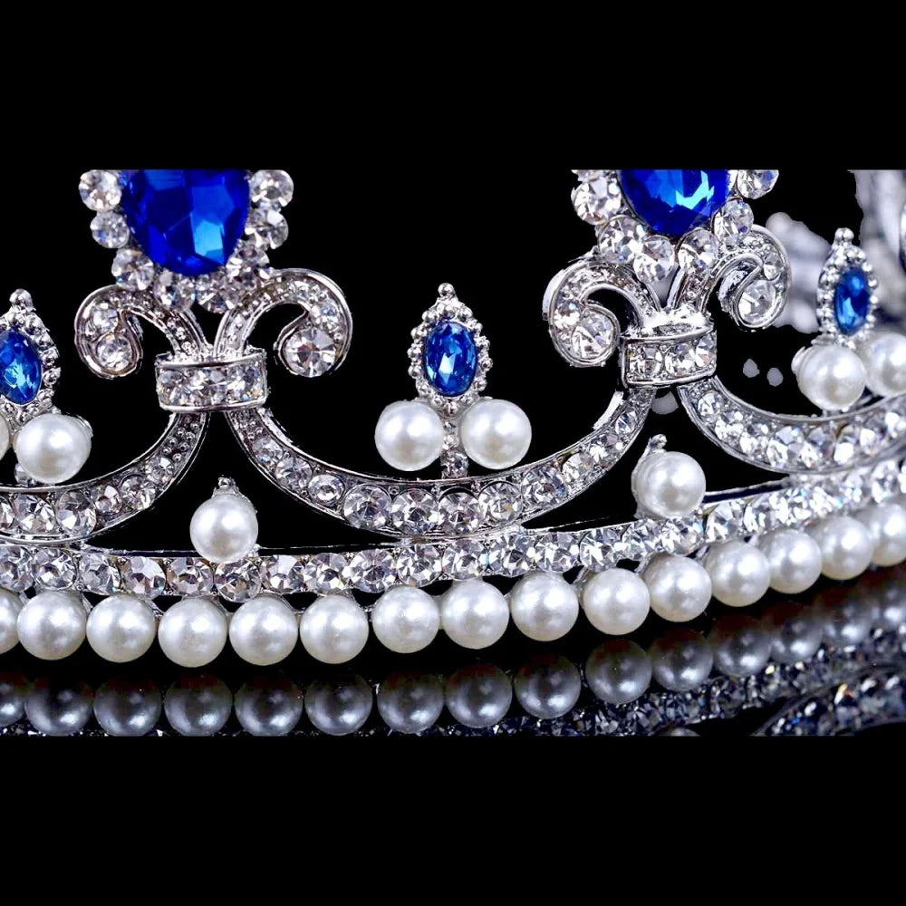 Skyla Blue Pearl And Crystal Bridal Tiara