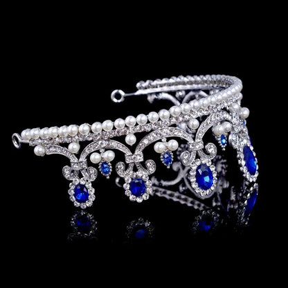 Skyla Blue Pearl And Crystal Bridal Tiara