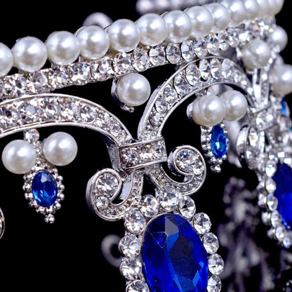 Skyla Blue Pearl And Crystal Bridal Tiara