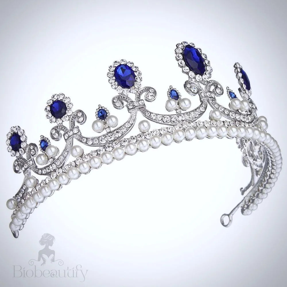 Skyla Blue Pearl And Crystal Bridal Tiara