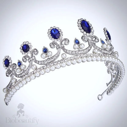 Skyla Blue Pearl And Crystal Bridal Tiara