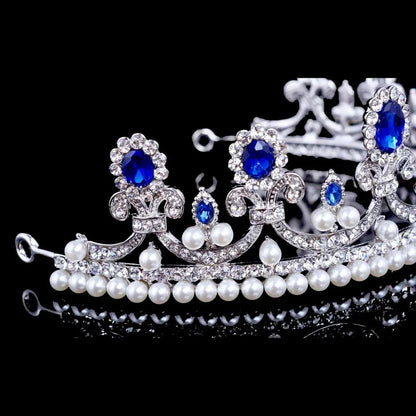 Skyla Blue Pearl And Crystal Bridal Tiara