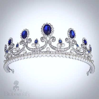 Skyla Blue Pearl And Crystal Bridal Tiara