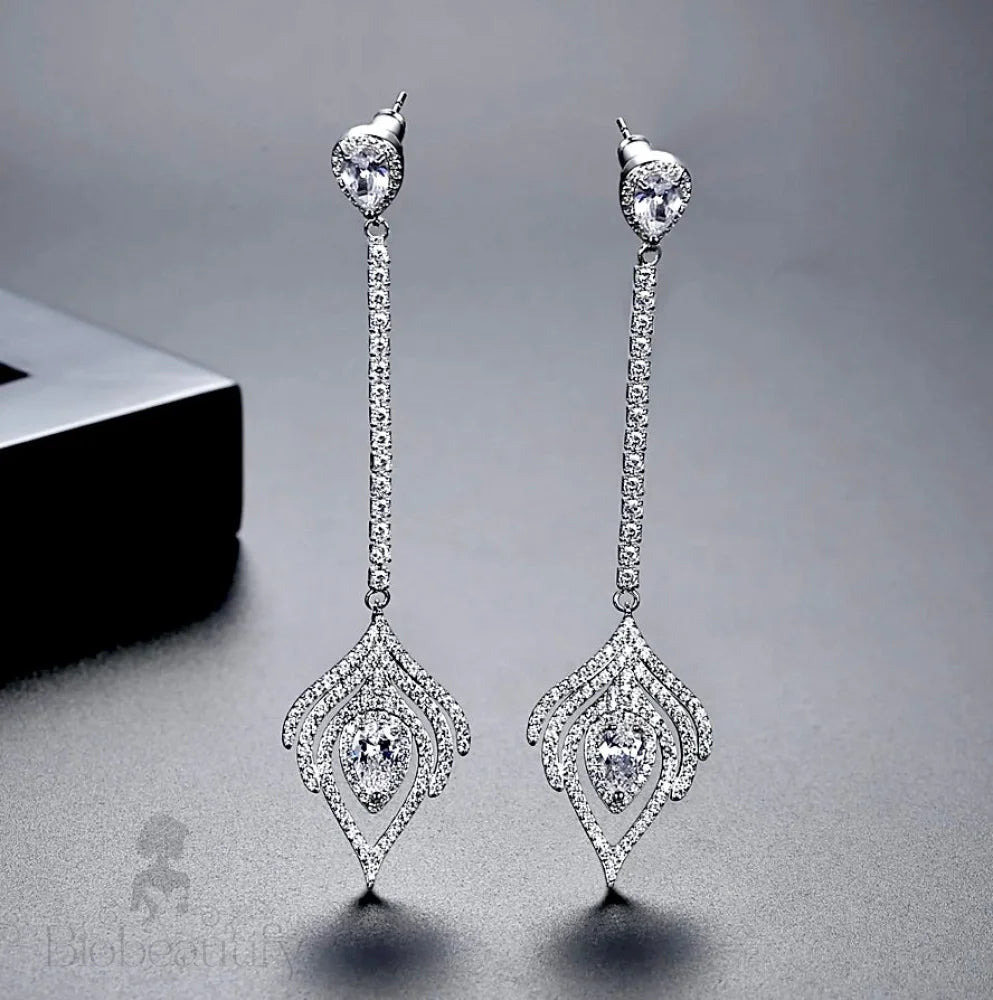 Skylar Silver Cz Bridal Earrings