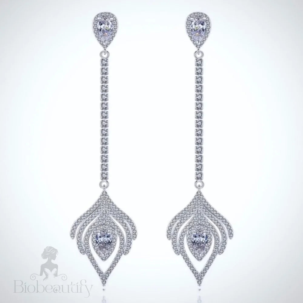 Skylar Silver Cz Bridal Earrings