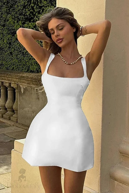 Sleek Backless Slim Sleeveless Mini Dress