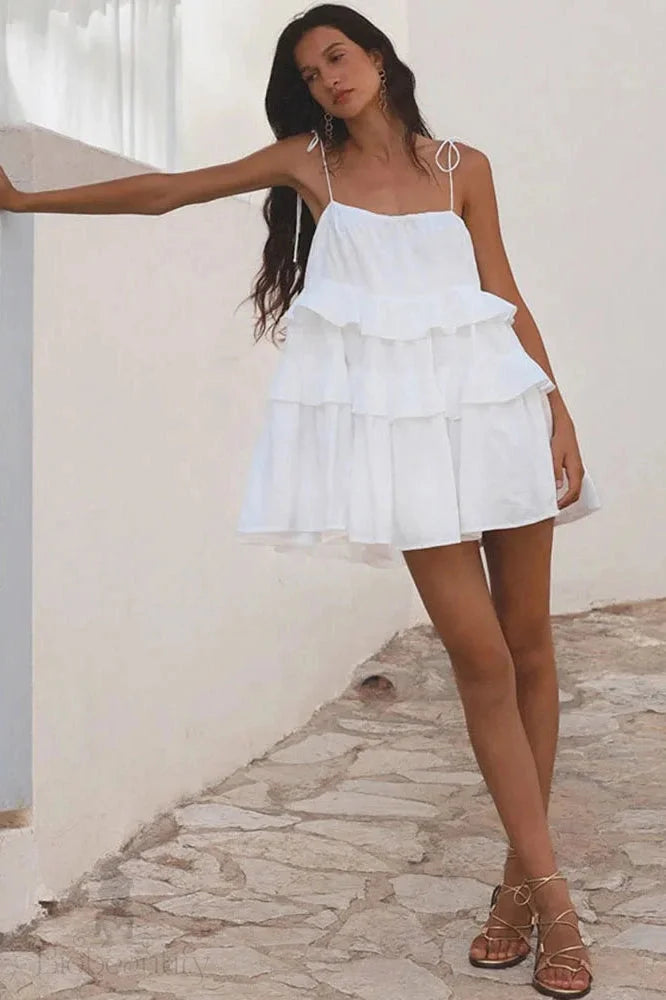 Sleeveless A-Line Backless High Waist Mini Dress With Straps