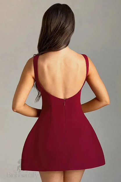 Sleeveless Backless High Waist Slim Mini Dress