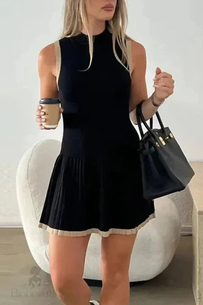 Sleeveless High Waist Mini Dress