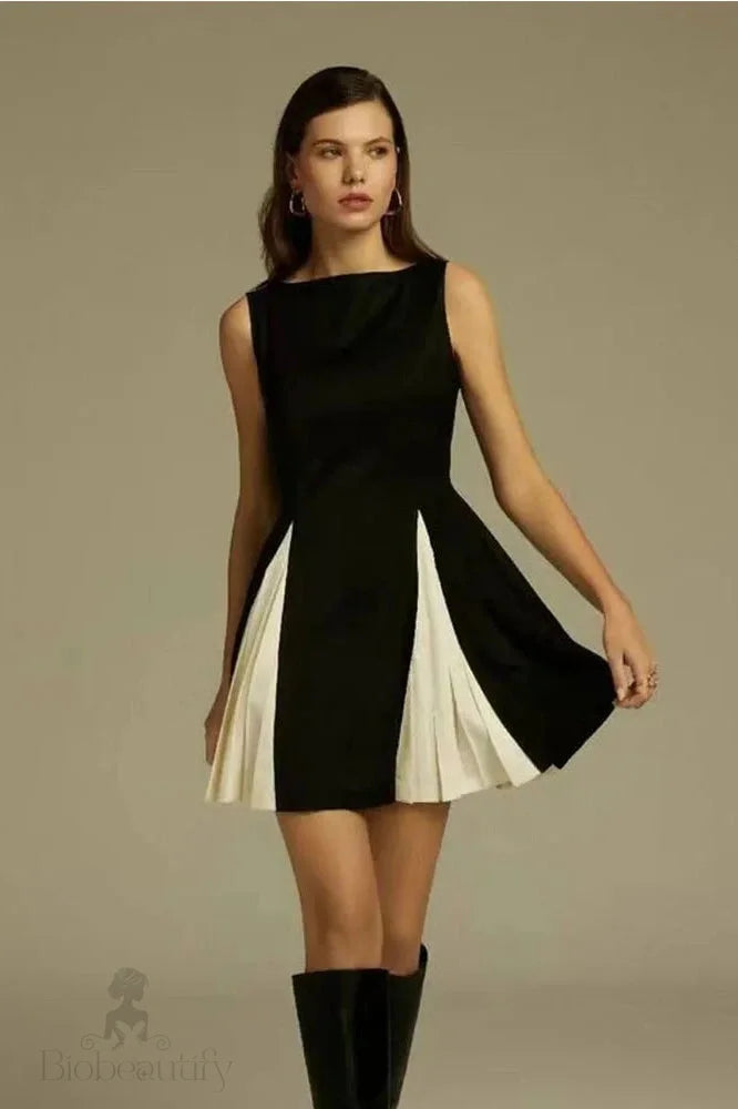 Sleeveless High Waist Mini Dress